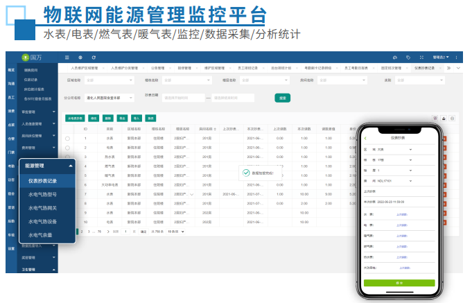 國萬物聯(lián)網(wǎng)能源監(jiān)控平臺(tái)（水電表管理及抄表系統(tǒng)）